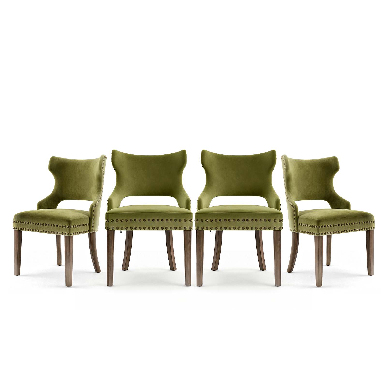 Firmoz Mid-Century Modern Upholstered Dining Chairs with Rubberwood Legs & Nailhead Trim