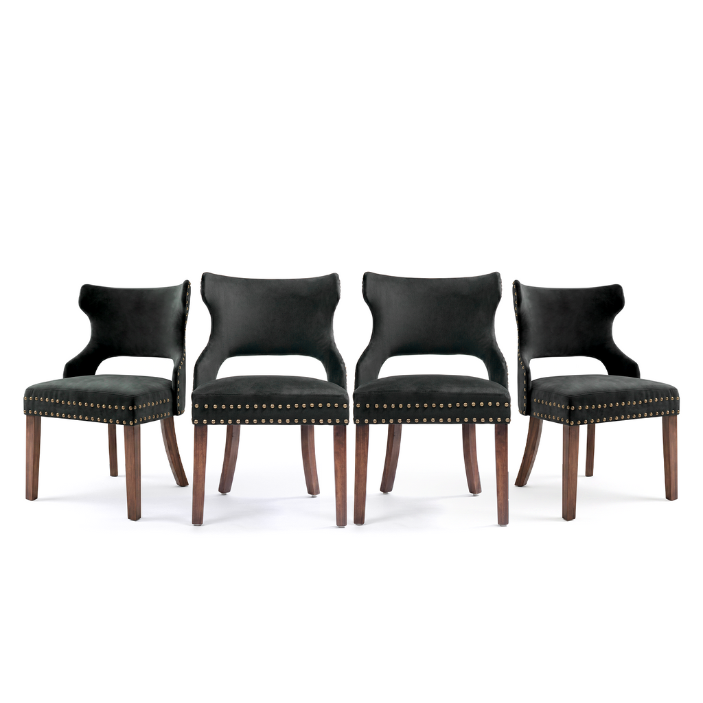 Firmoz Mid-Century Modern Upholstered Dining Chairs with Rubberwood Legs & Nailhead Trim