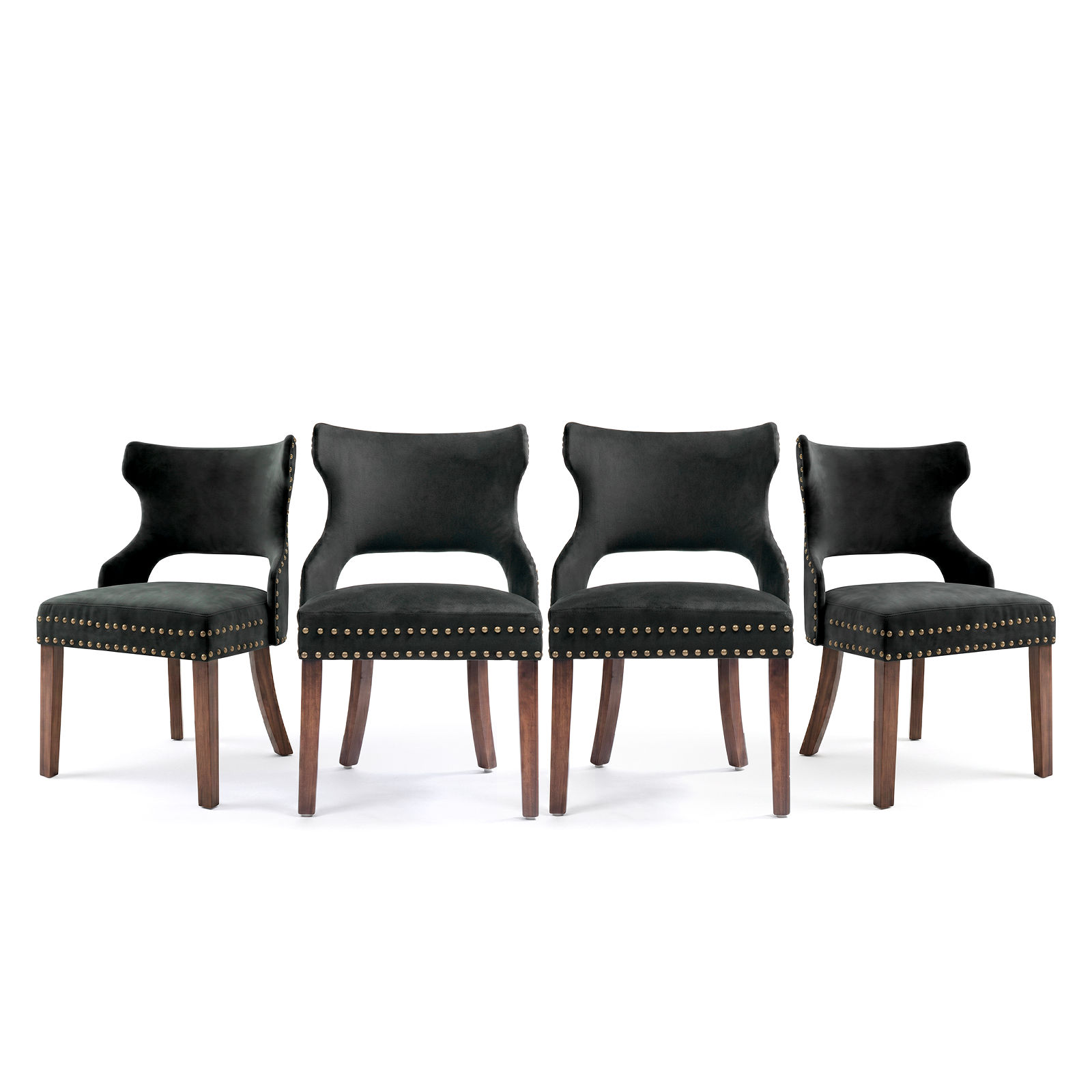 Firmoz Mid-Century Modern Upholstered Dining Chairs with Rubberwood Legs & Nailhead Trim