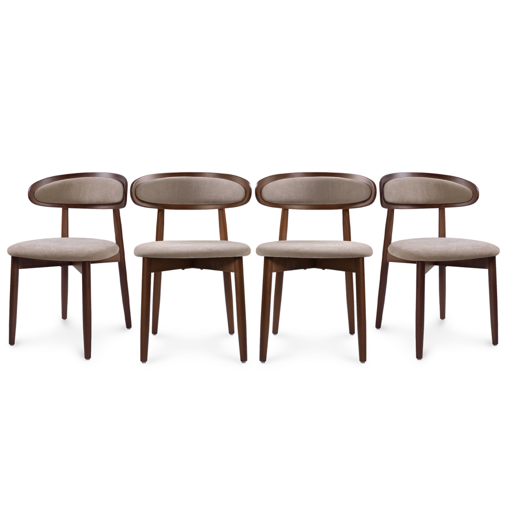 Firmoz Mid-Century Oval Back Side Chair Dining Chairs with Chenille Fabric & Rubberwood Legs