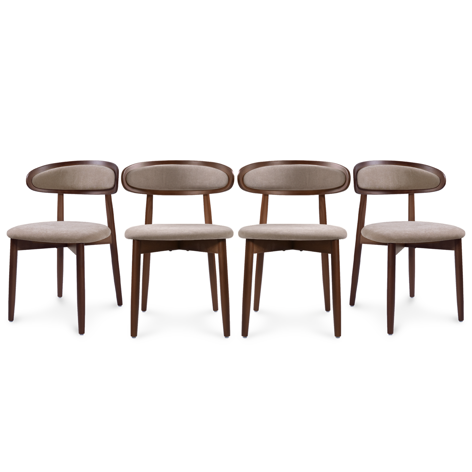 Firmoz Mid-Century Oval Back Side Chair Dining Chairs with Chenille Fabric & Rubberwood Legs