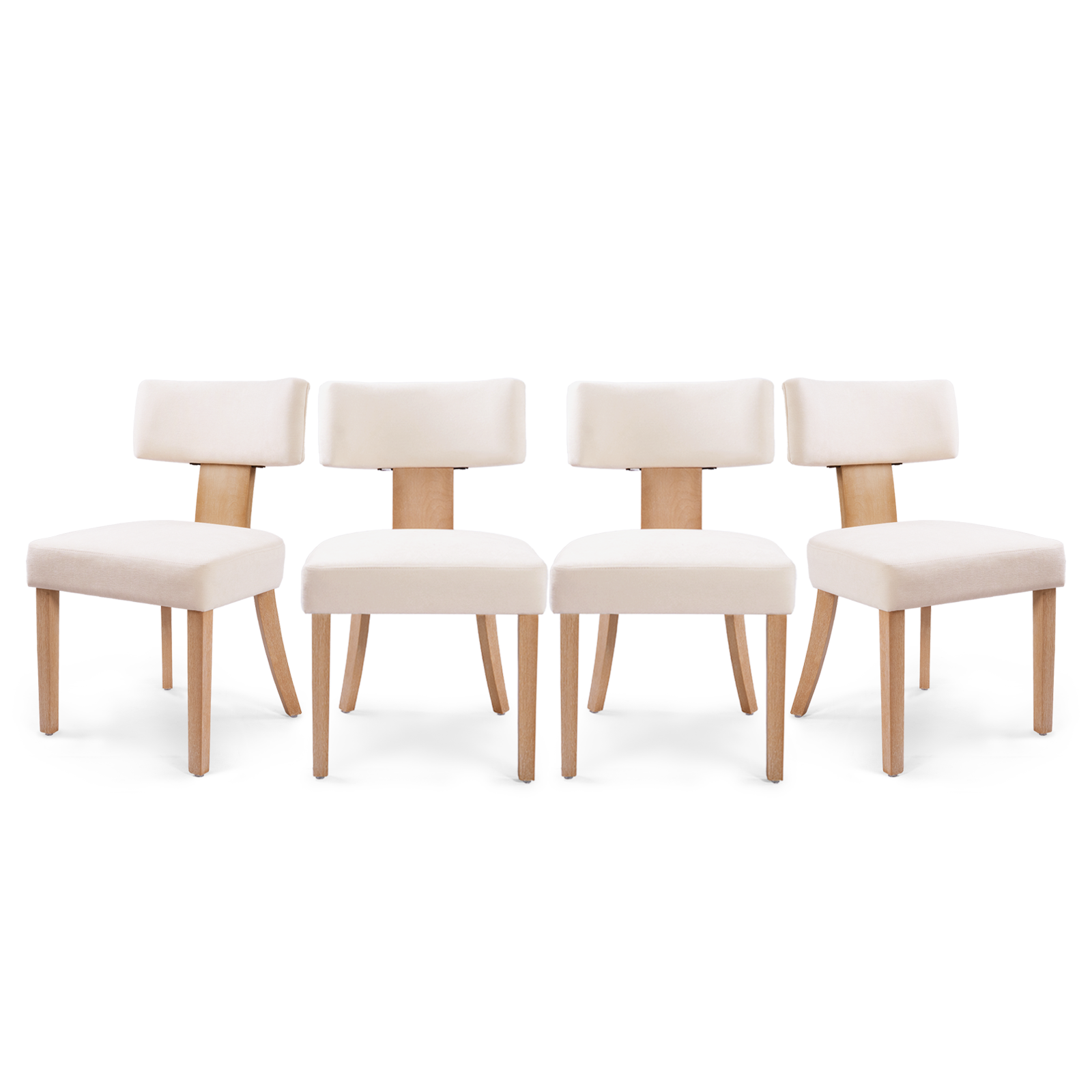 Firmoz Minimalist Chenille Dining Chairs with Rubberwood Legs & T-Back Design