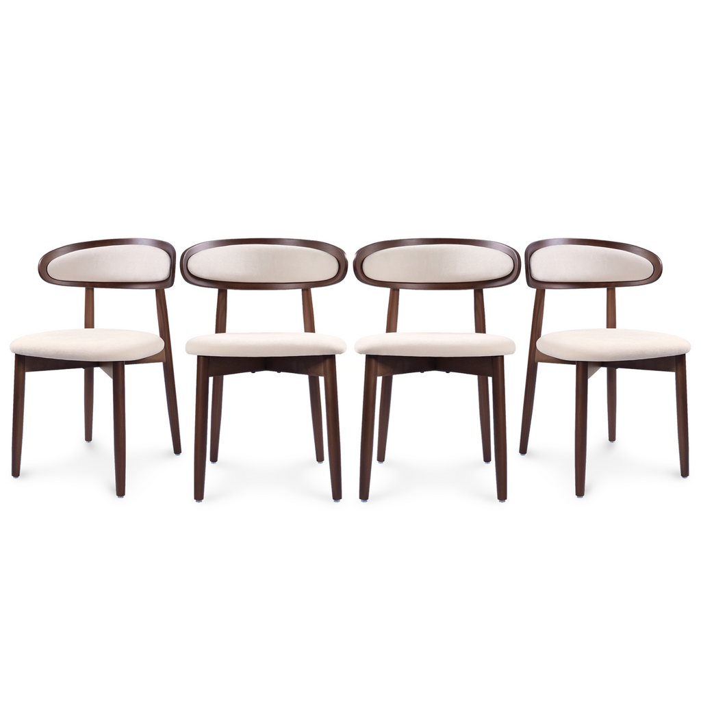 Firmoz Mid-Century Oval Back Side Chair Dining Chairs with Chenille Fabric & Rubberwood Legs