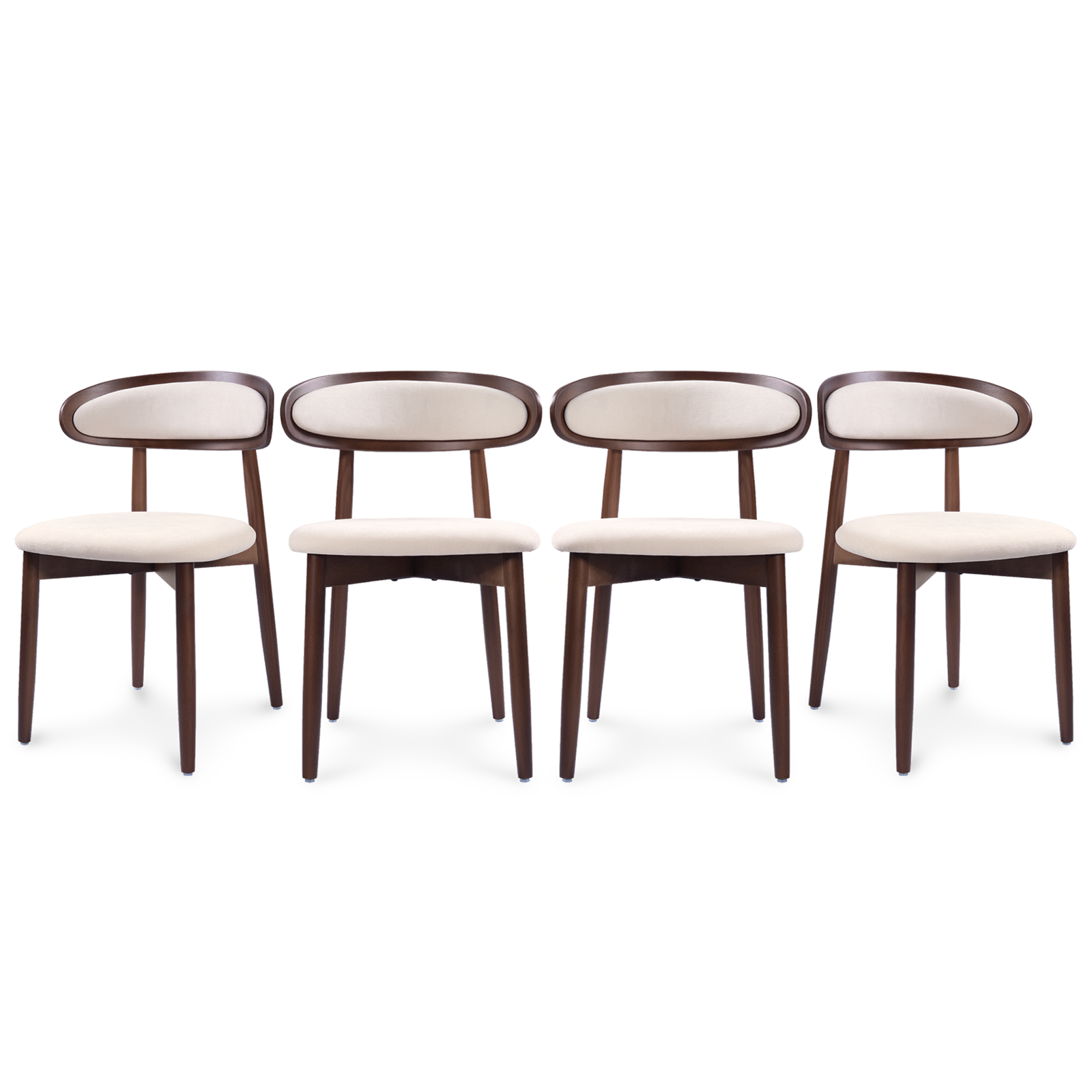 Firmoz Mid-Century Oval Back Side Chair Dining Chairs with Chenille Fabric & Rubberwood Legs