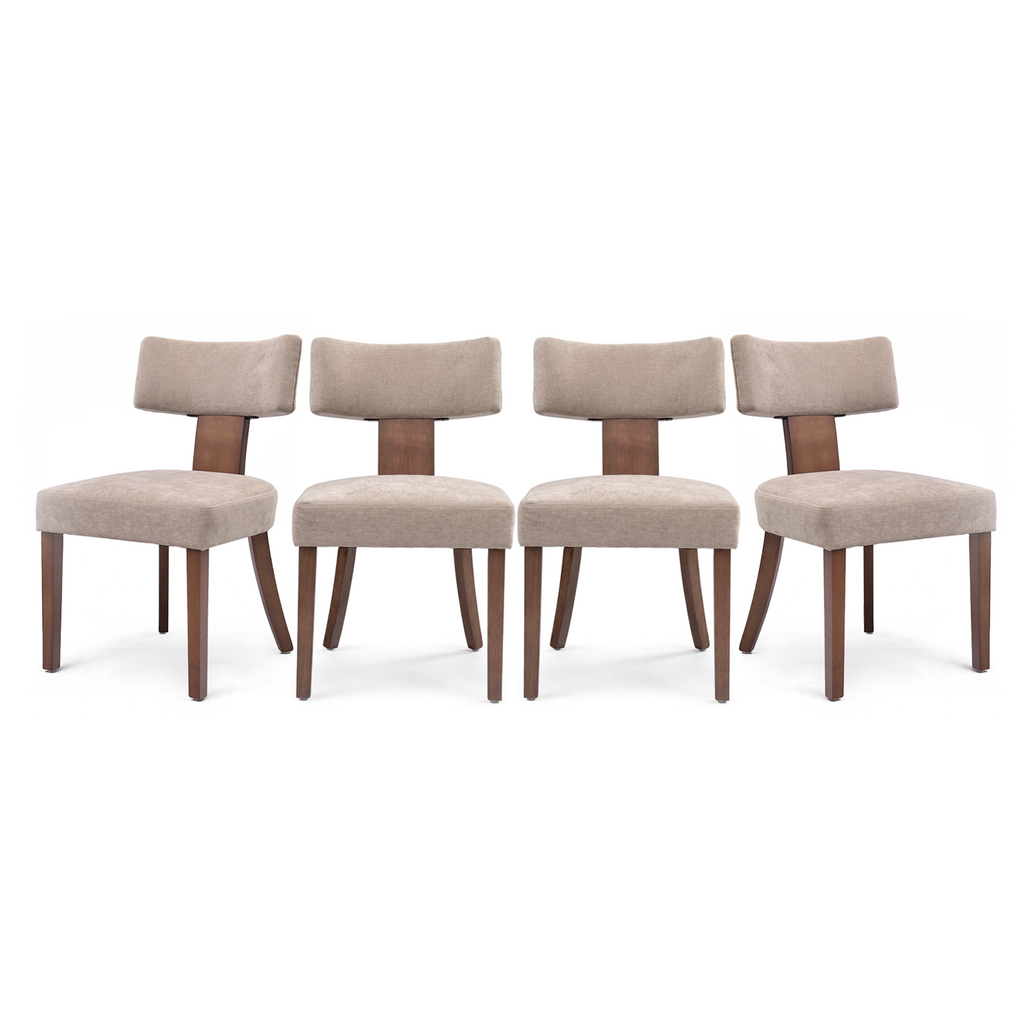 Firmoz Minimalist Chenille Dining Chairs with Rubberwood Legs & T-Back Design