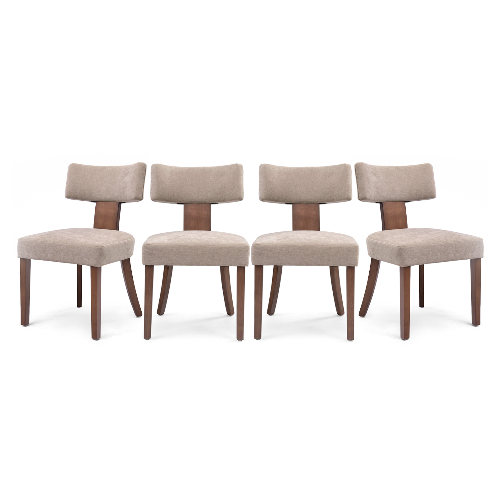 Firmoz Minimalist Chenille Dining Chairs with Rubberwood Legs & T-Back Design