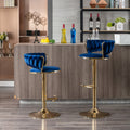 Swivel Height Adjustable Velvet Bar Stools with Golden Leg (Set of 2 )