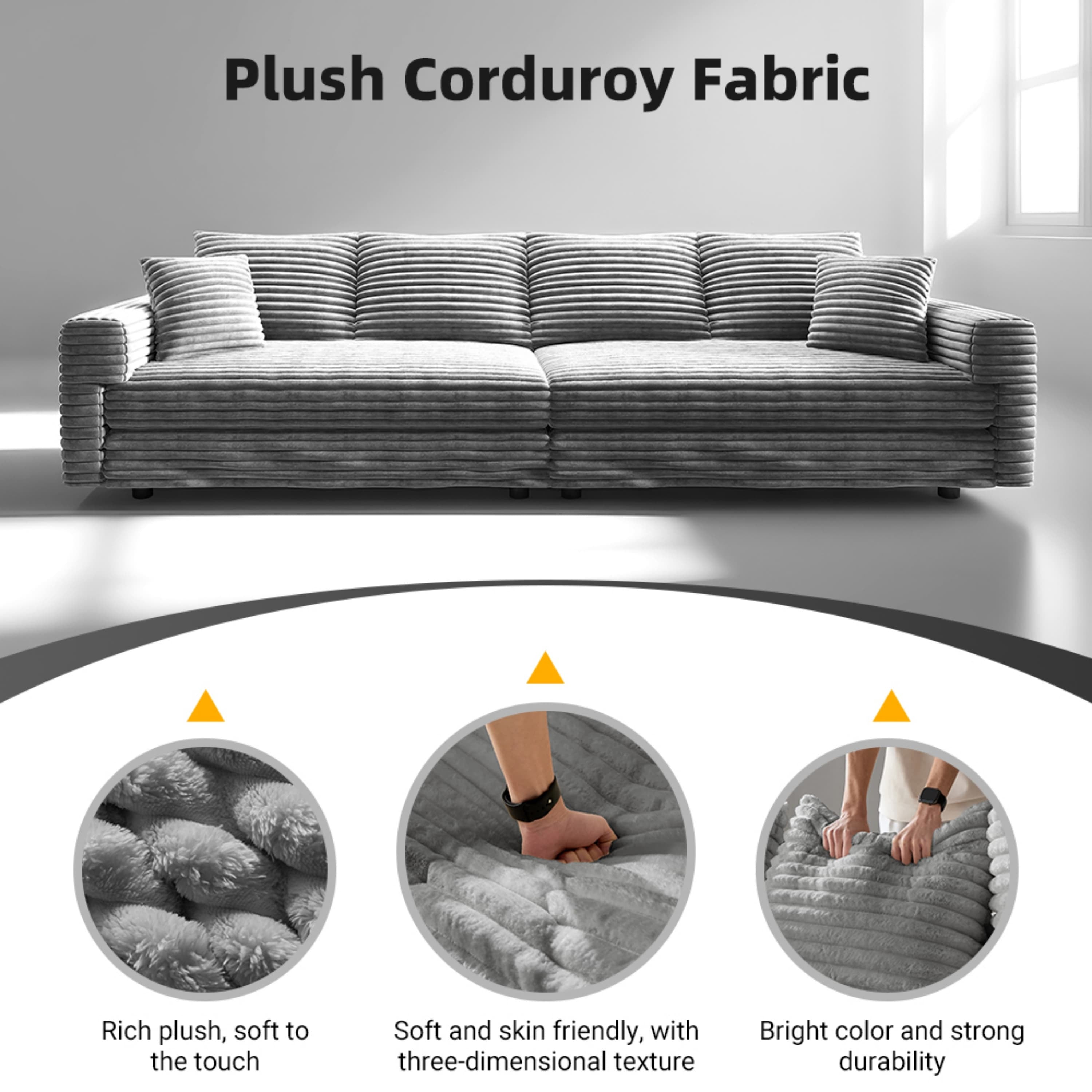 82.7' Modern Comfy Cloud Couch Sofa with Soft Pillows + Ottomans Option