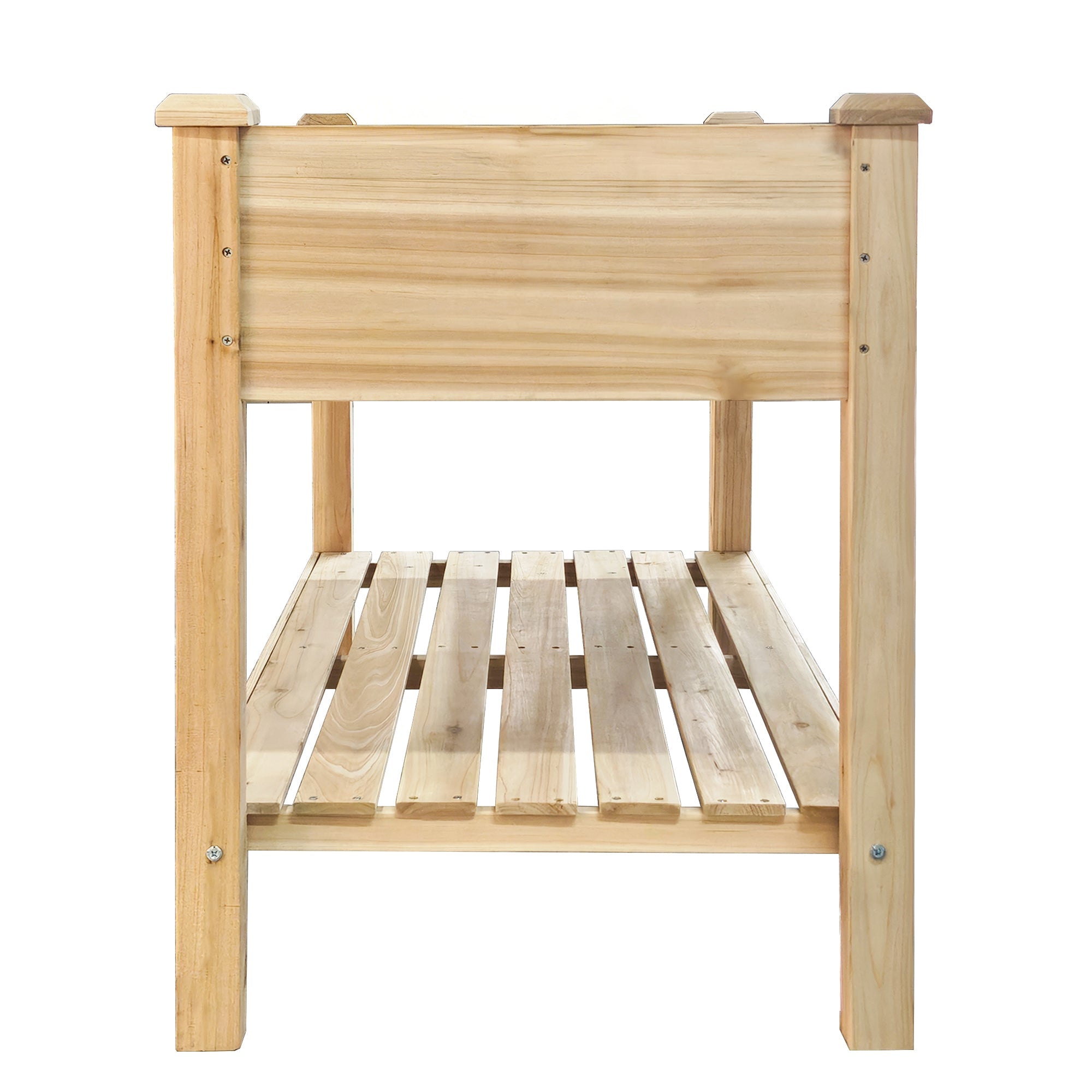 Outdoor Raised Garden Bed 48"x23"x31" with Water Tray, Storage Shelf & Protective Liner