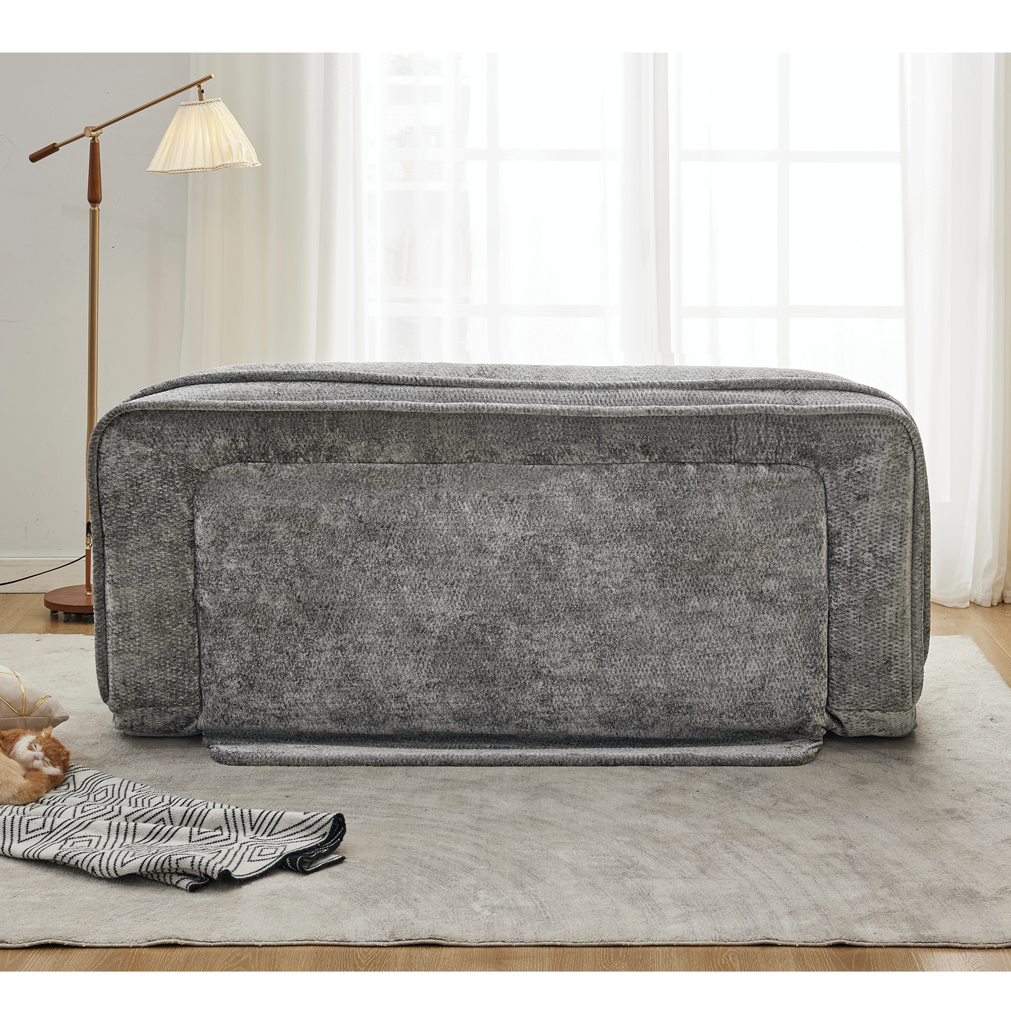 2-in-1 Extra Large Chenille Floor Couch Loveseat for Humans & Dogs