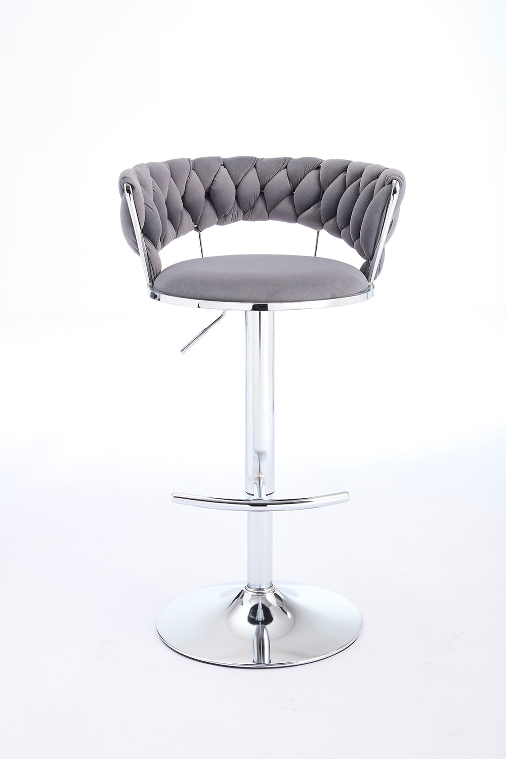 2PCS Metal Bar Stools with Chrome Footrest and Base