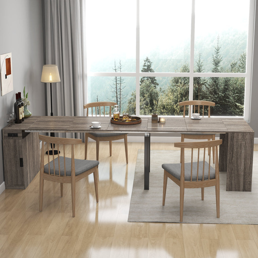 Modern Multifunctional Extendable Dining Table with Outlet