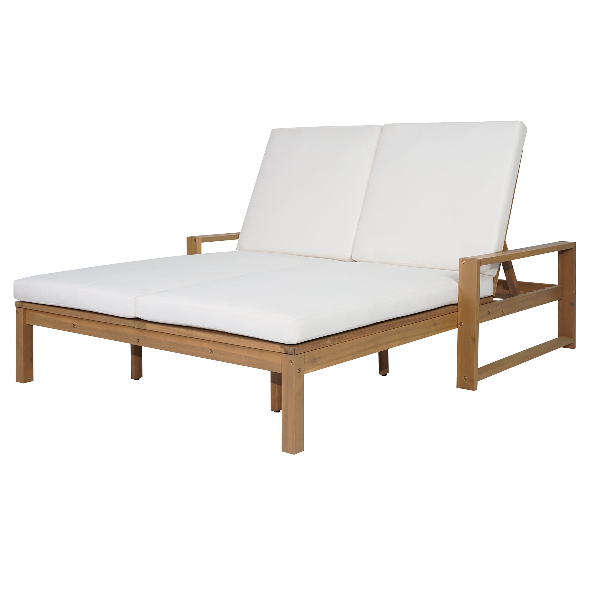 Double chaise lounge 5 position adjustable backs cushioned ideal for patio poolside relaxation