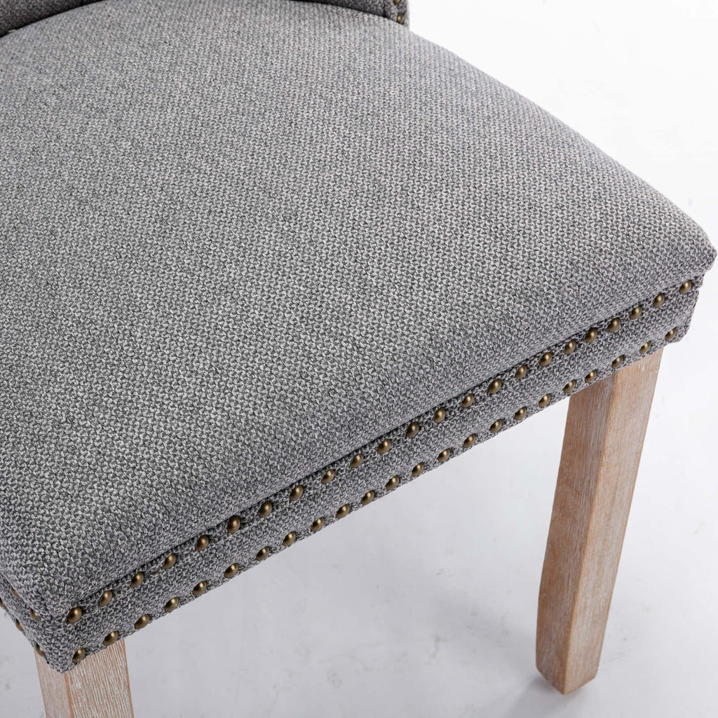 Linen Contemporary Tufted Flax Upholstered Dining Chairs (Set of 2)