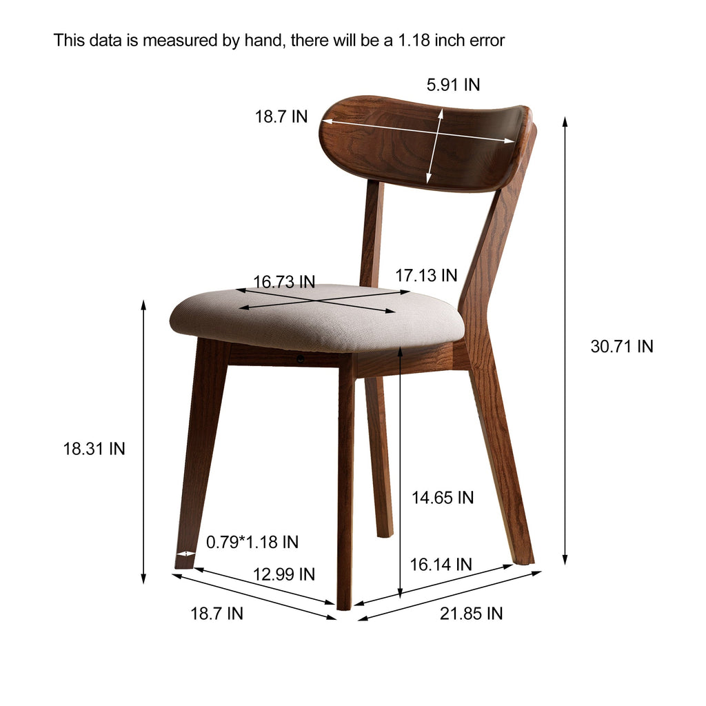 2Pcs Solid Wood Dining Room Chair with Upholstered