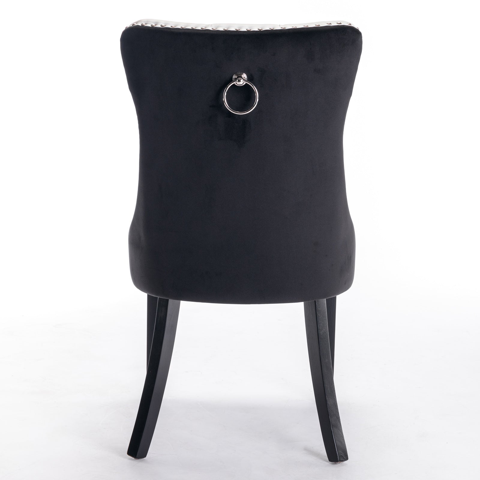 Tufted Solid Wood PU Upholstered Dining Chair with Wood Legs (Set of 2)