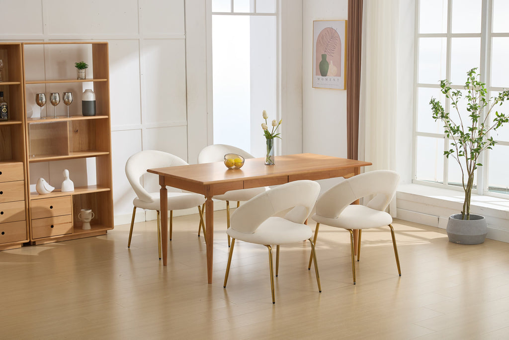 Velvet/Teddy Fabric Dining Chairs with Curved Backrest