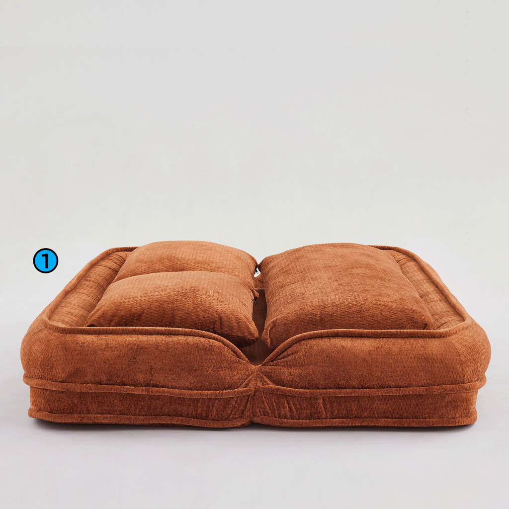 2-in-1 Extra Large Chenille Floor Couch Loveseat for Humans & Dogs