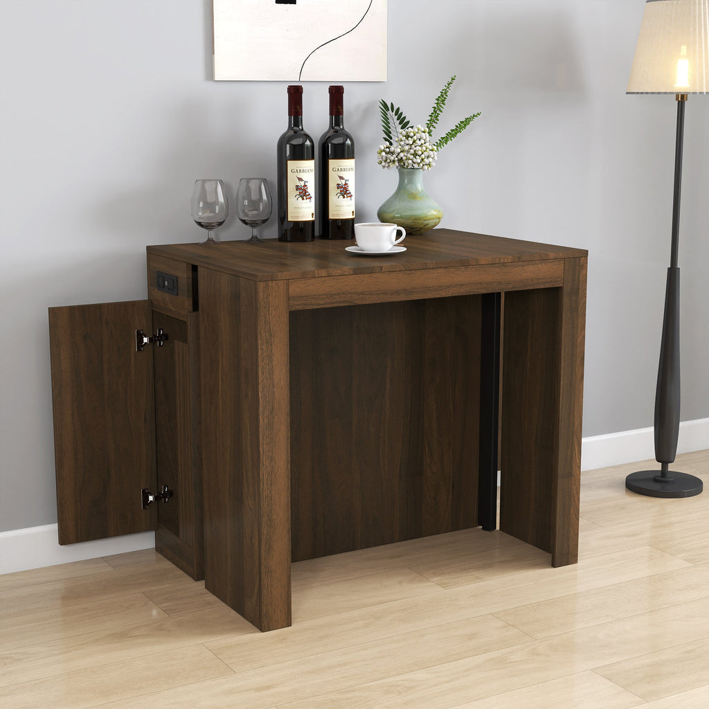 Modern Multifunctional Extendable Dining Table with Outlet