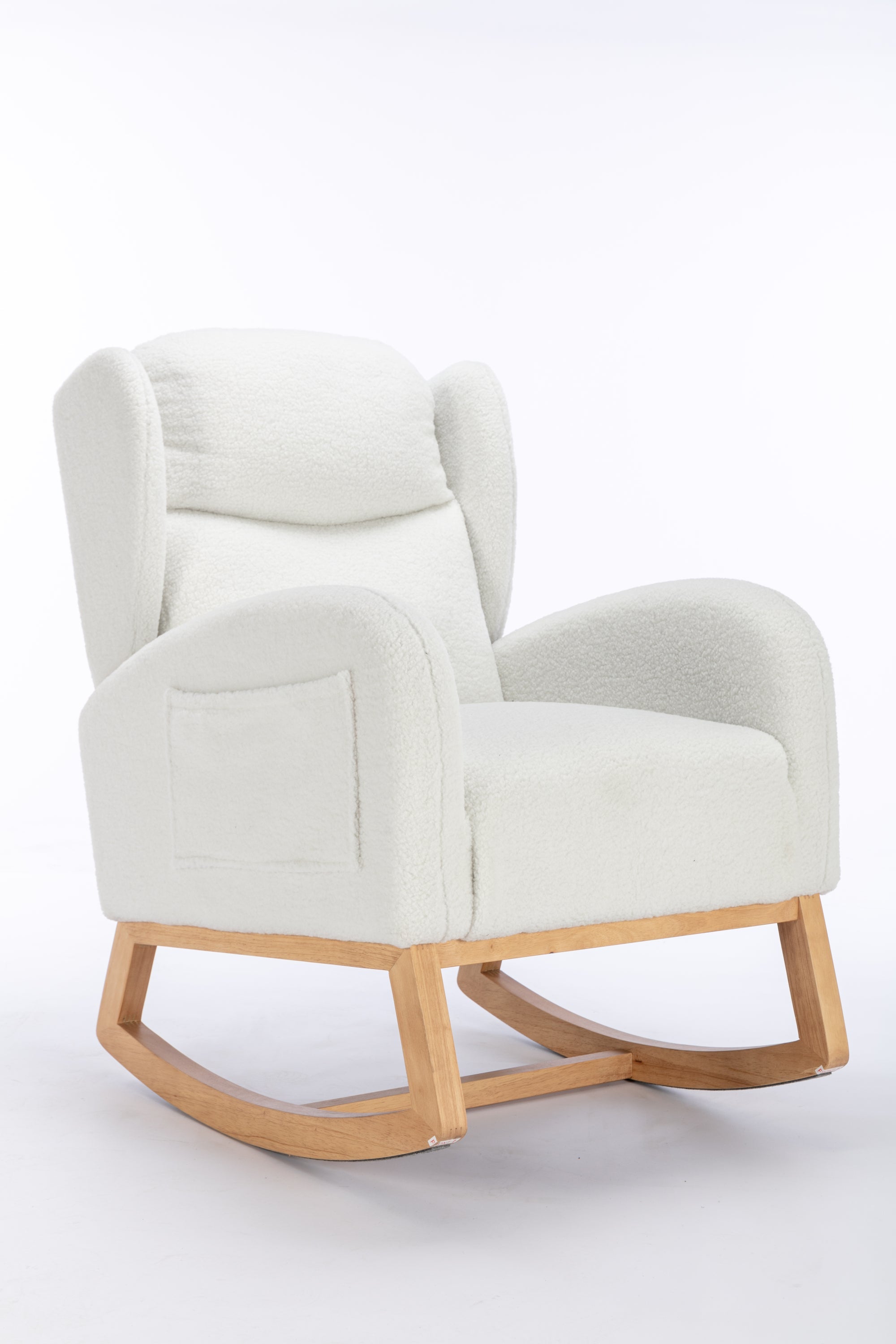 Teddy Fabric Rocking Chair with Packet Wood Legs