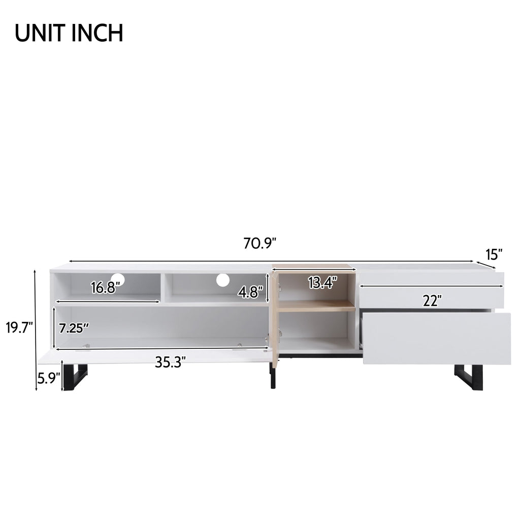 Modern TV Stand for 80'' TV with Double Storage Space