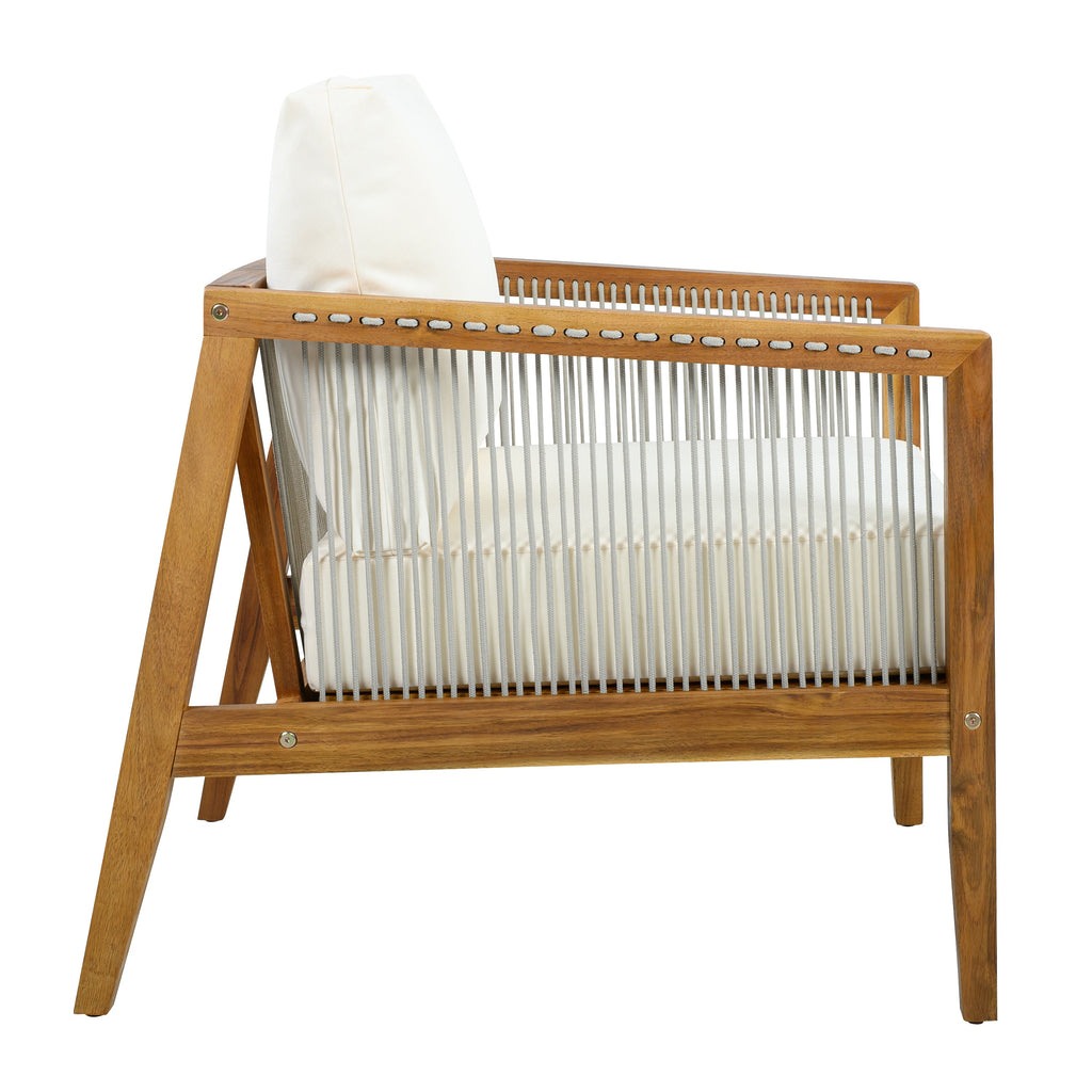 1PC/2PCS Acacia Wood Frame Outdoor Club Chair with Water-Repellent Cushions