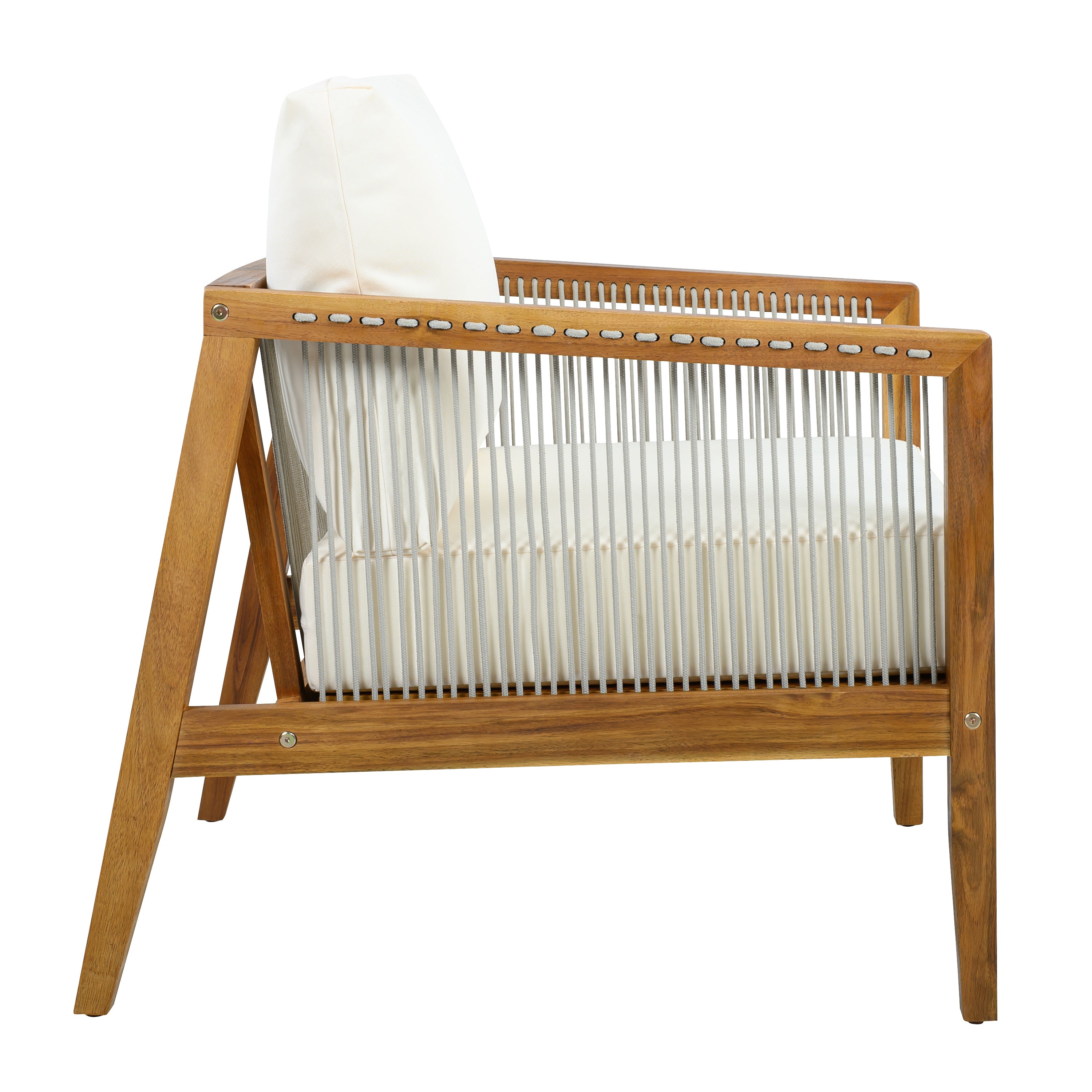 1PC/2PCS Acacia Wood Frame Outdoor Club Chair with Water-Repellent Cushions