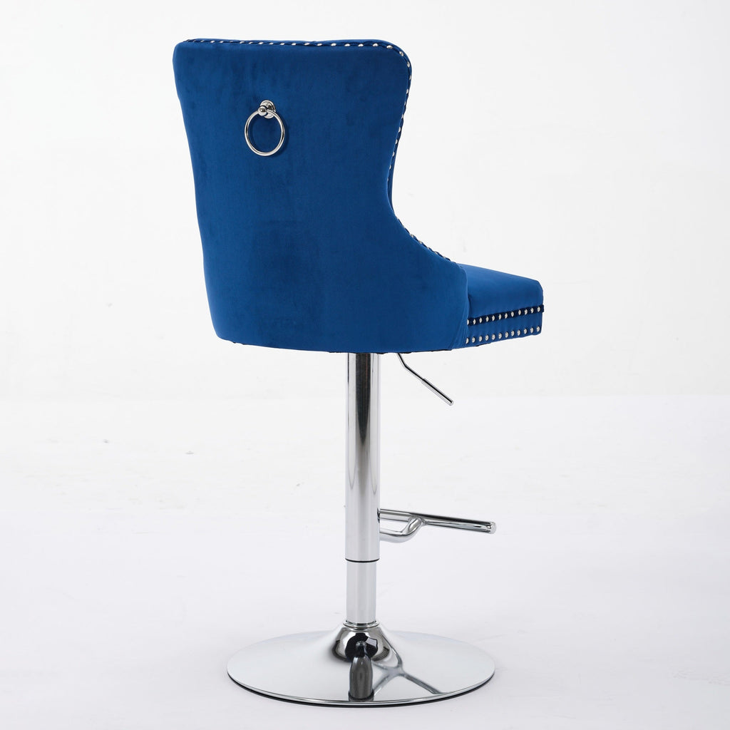 Modern Upholstered Swivel Velvet Barstools (Set of 2)