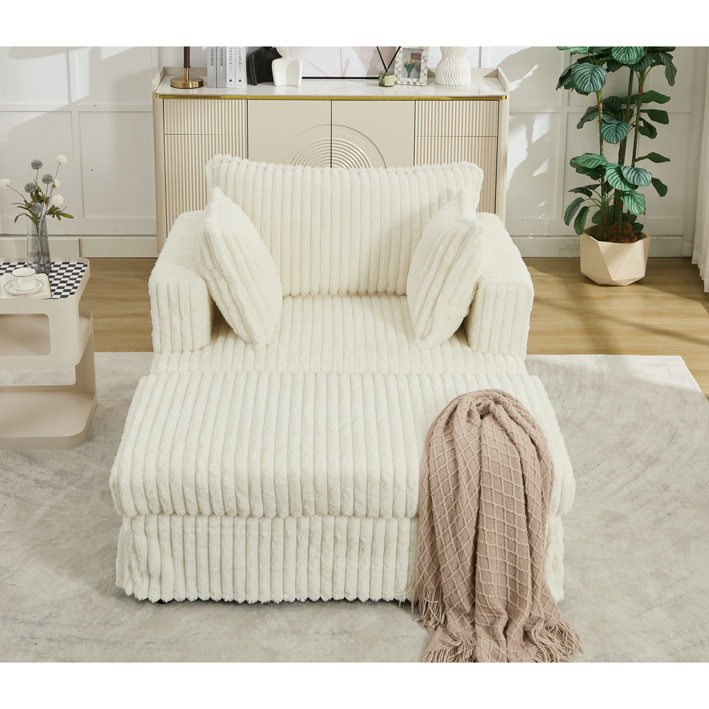 47.7'' Oversized Corduroy Chaise Longue with Ottoman