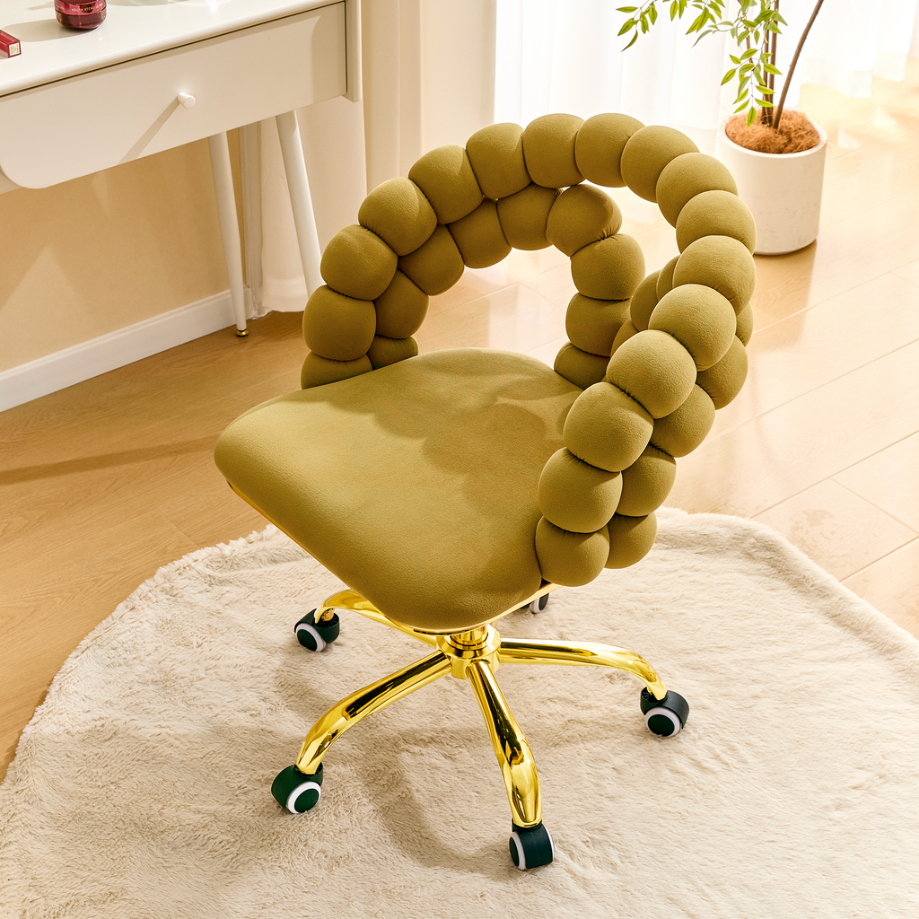Coloful Modern Velvet Adjustable Swivel Desk Chair with Bubble Back