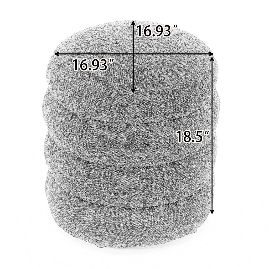 Boucle/Velvet Round Ottoman Footrest Stool