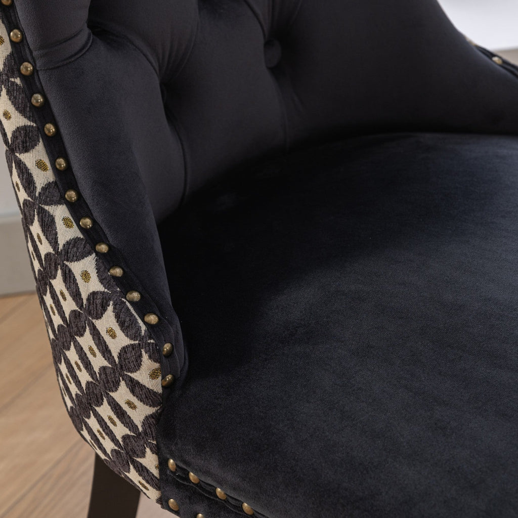 Modern High-end Tufted Solid Wood Velvet Dining Chair(Set of 2)