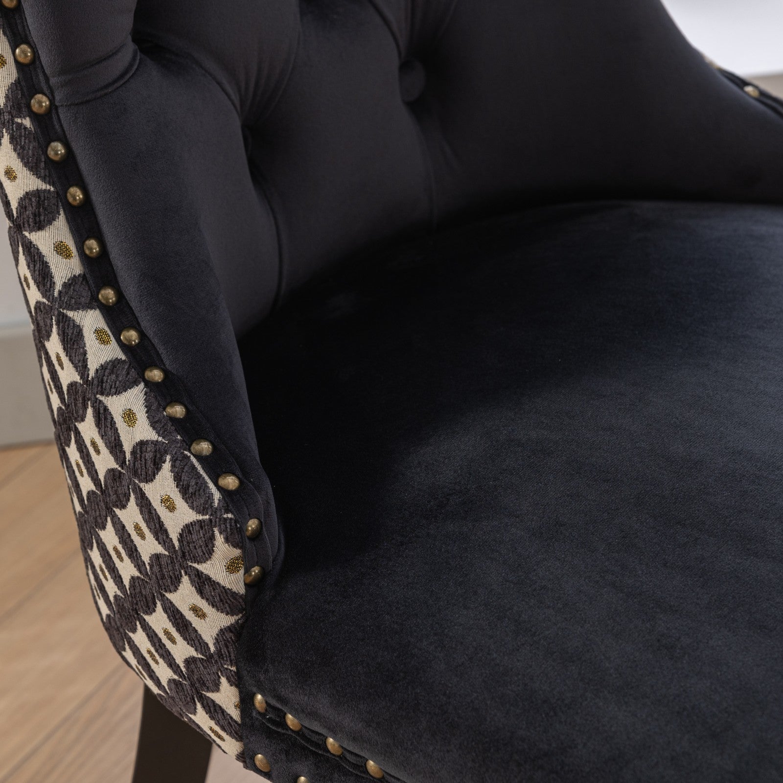 Modern High-end Tufted Solid Wood Velvet Dining Chair(Set of 2)