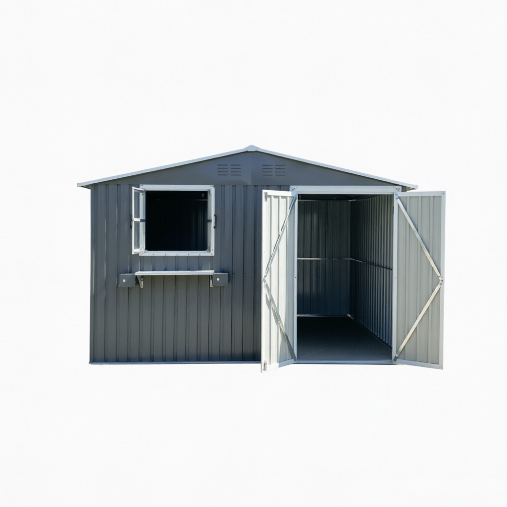 10x8 Ft Metal Storage Shed Lockable Double Doors Window Waterproof Shed