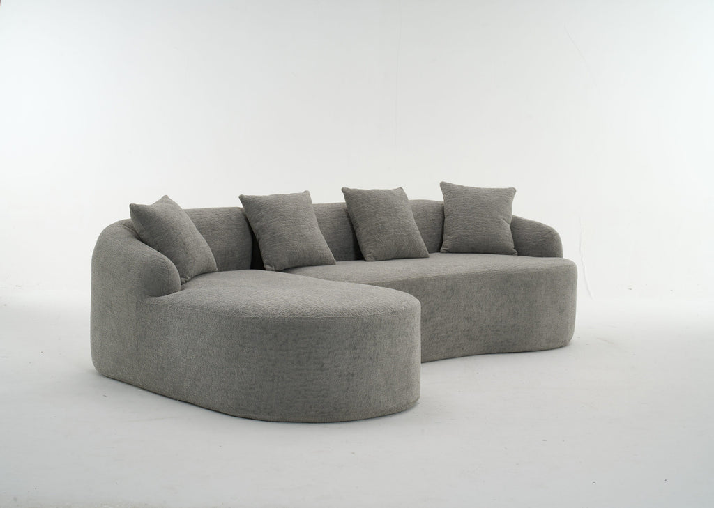 Boneless L-Shape Sectional Sofa with Curved Chaise