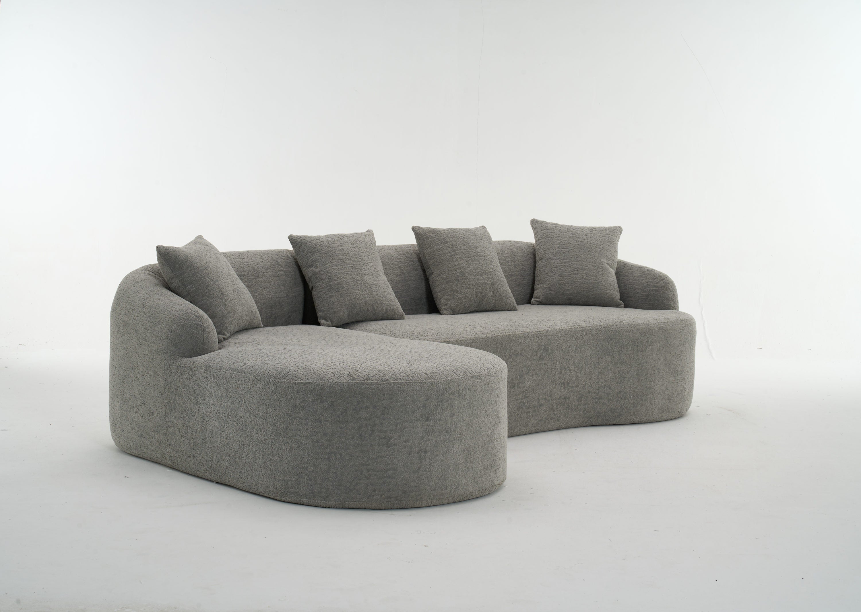 Boneless L-Shape Sectional Sofa with Curved Chaise