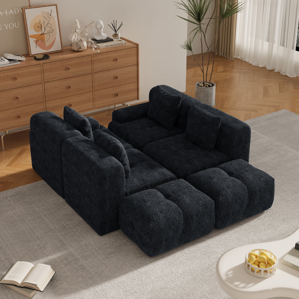 Oversized Boneless Convertible Cloud Couch with Movable Ottoman