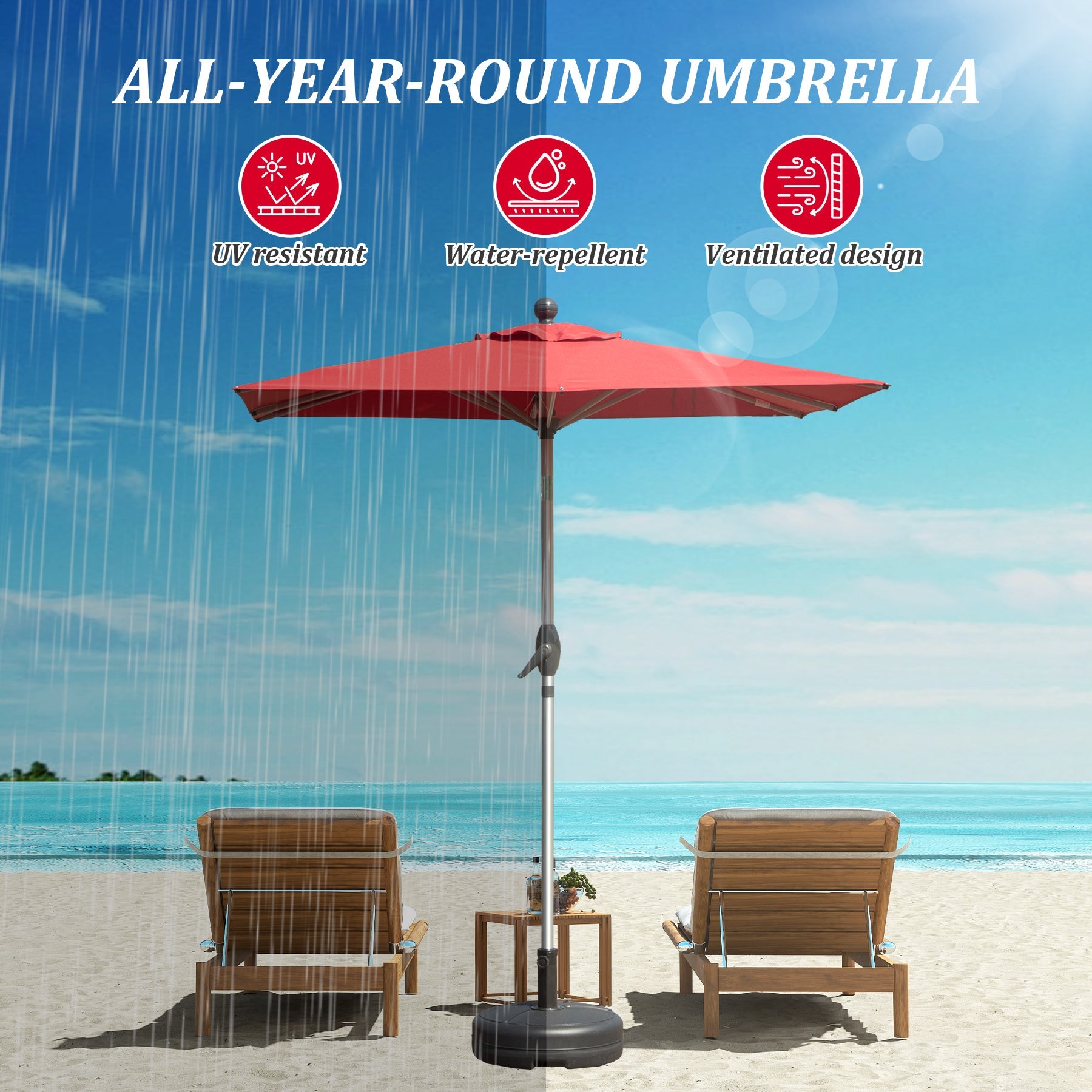10ft Rectangle Patio Umbrella with Crank Lift and Tilt Function (Base Not Included)
