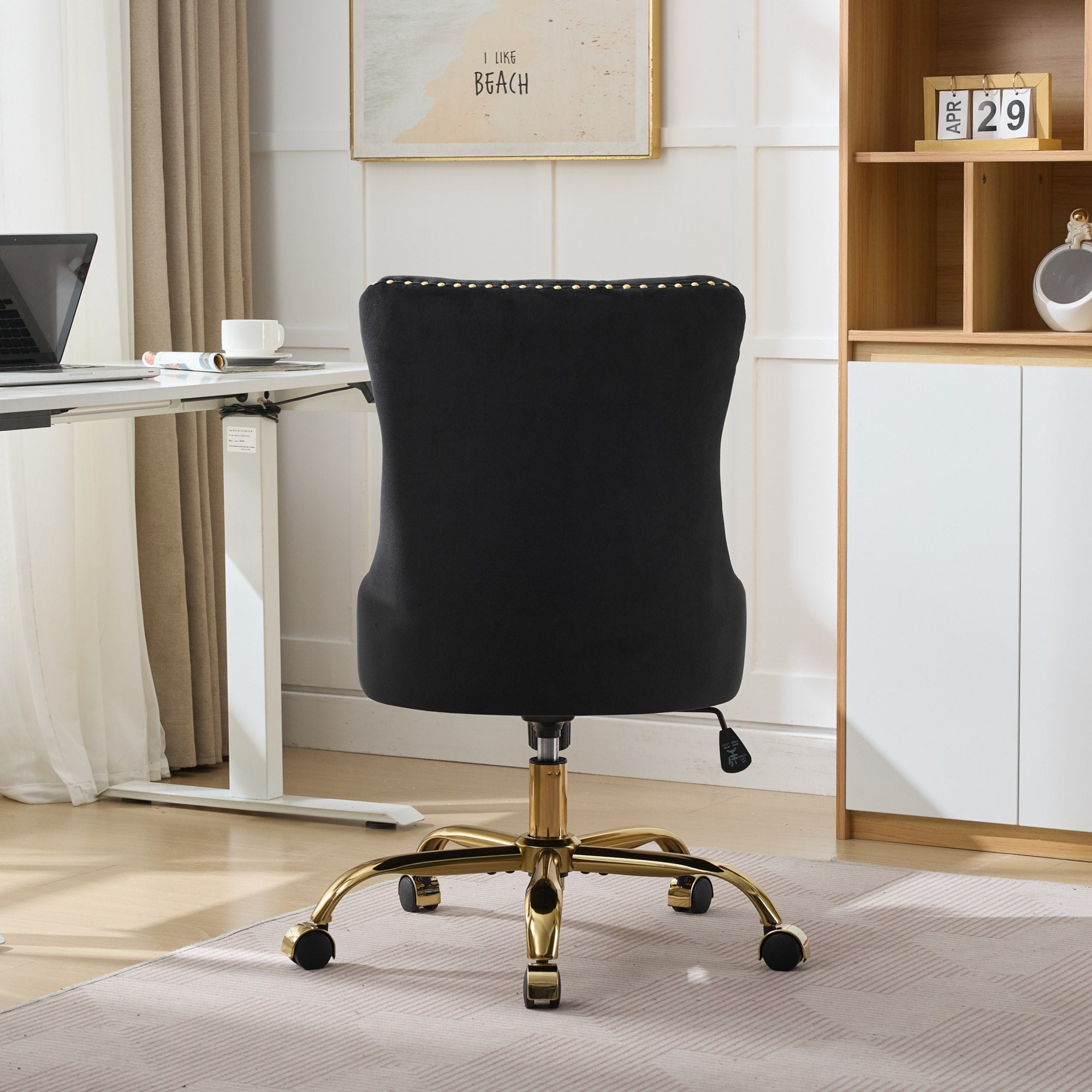 Modern Velvet Upholstered Tufted Button Home Office Chair