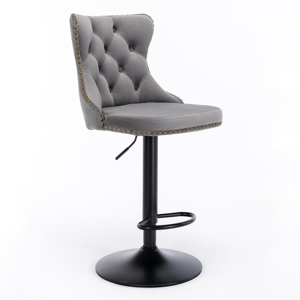 Modern Swivel Velvet Barstools Adjusatble Seat (Set of 2)