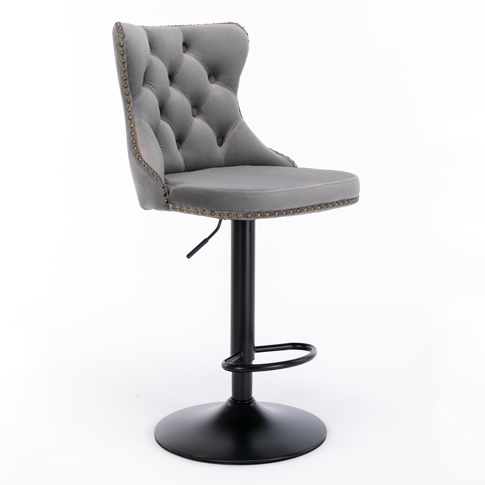 Modern Swivel Velvet Barstools Adjusatble Seat (Set of 2)