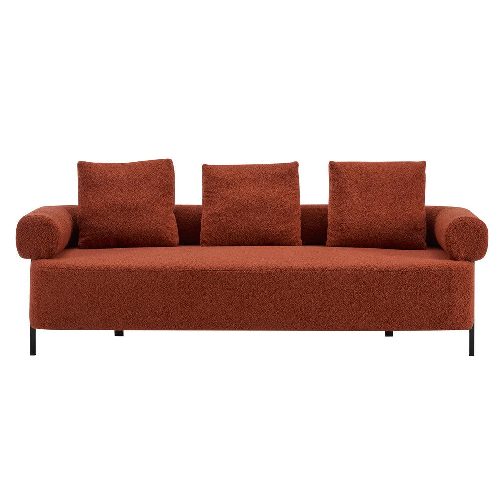 78' Modern Upholstered Sofa with 3 Plush Pillows