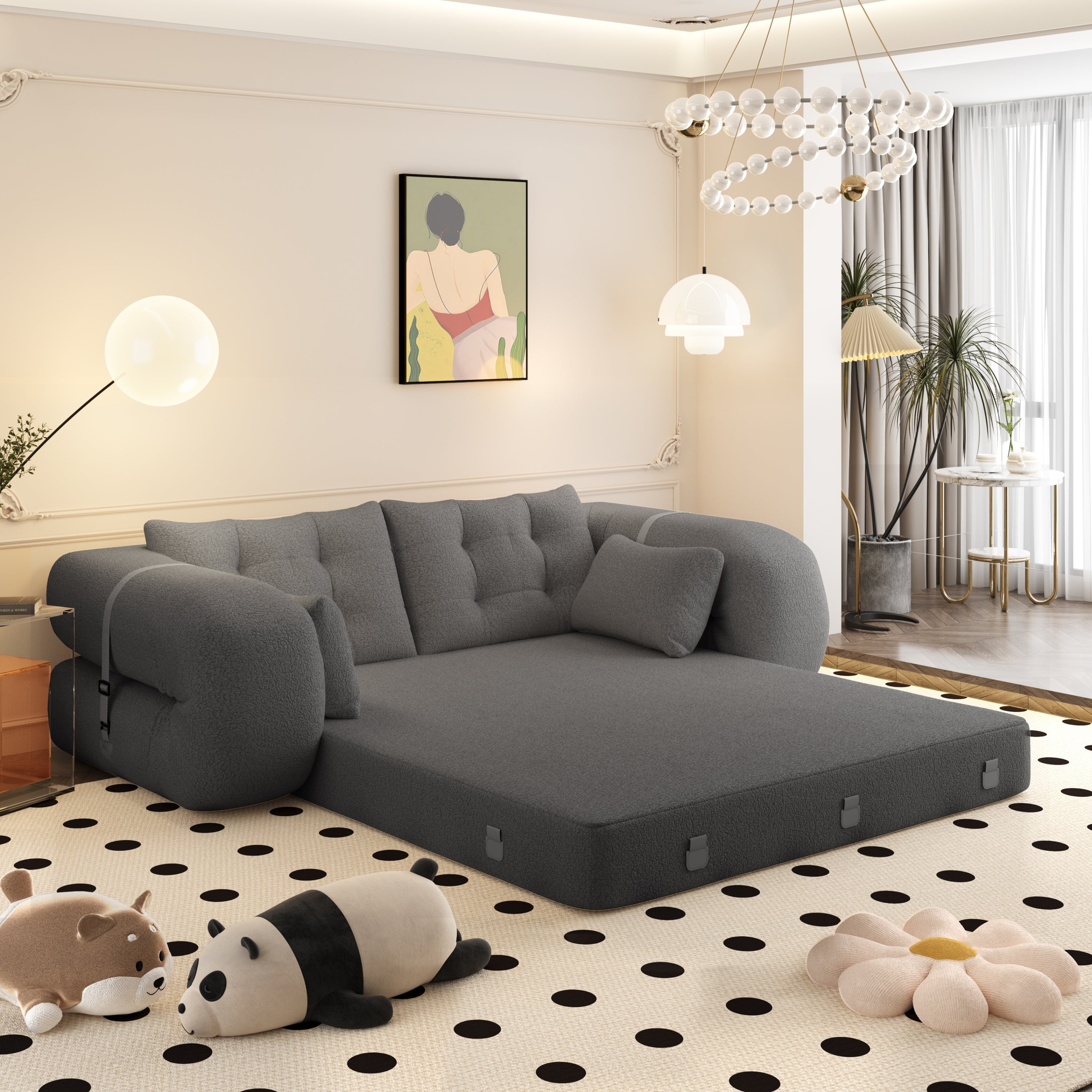 78.7 ' Multi-Functional Teddy Foldable Sofa Bed