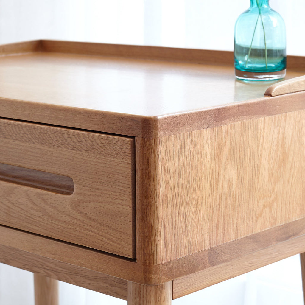 Solid Oak Desk Table with Storage Drawer