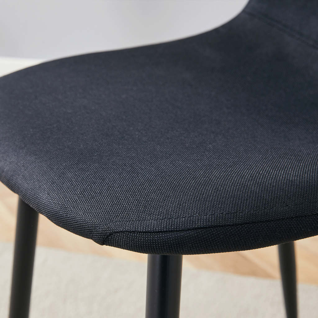 Luxury Simple Chair Black Linen Dining Chair  (Set of 4)