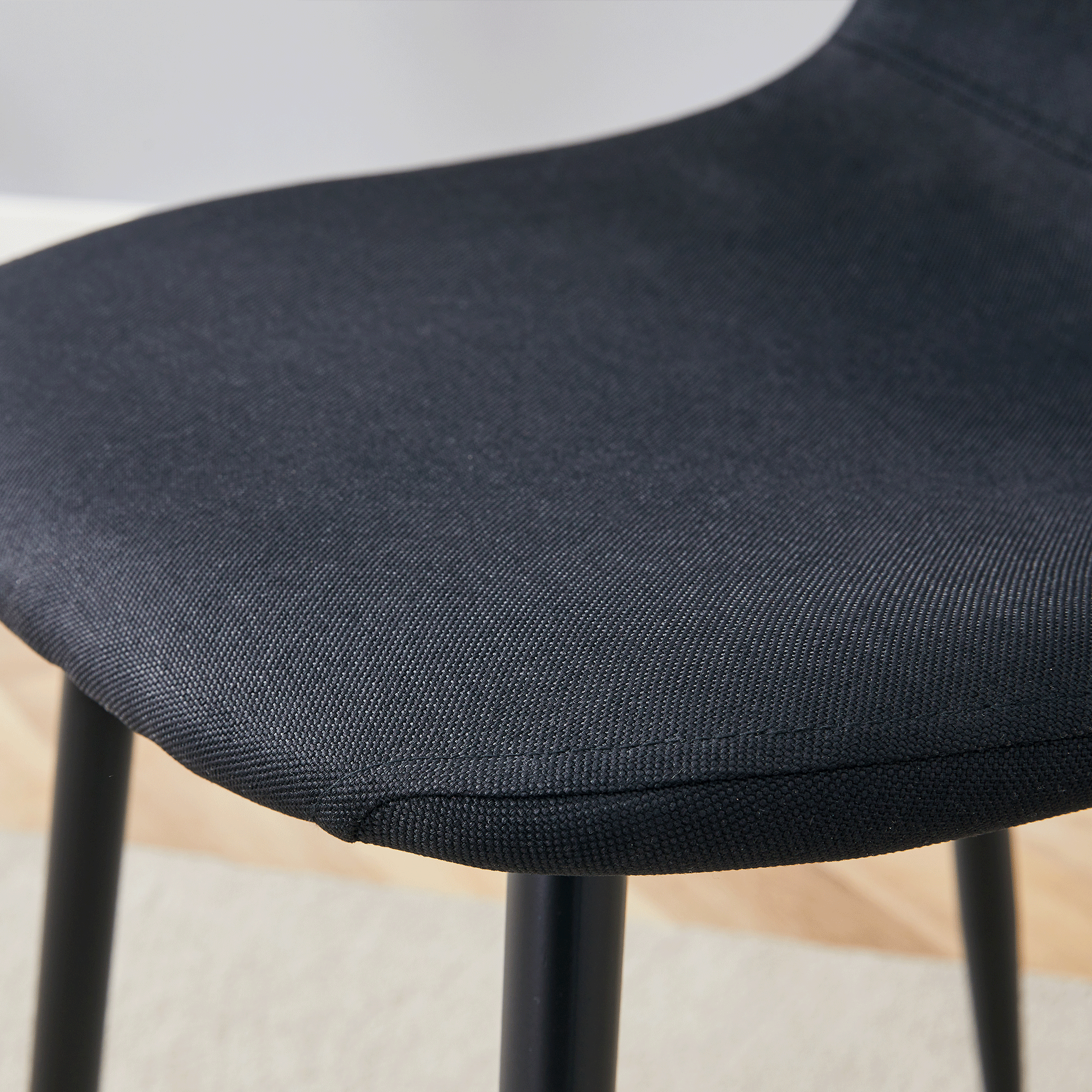 Luxury Simple Chair Black Linen Dining Chair  (Set of 4)
