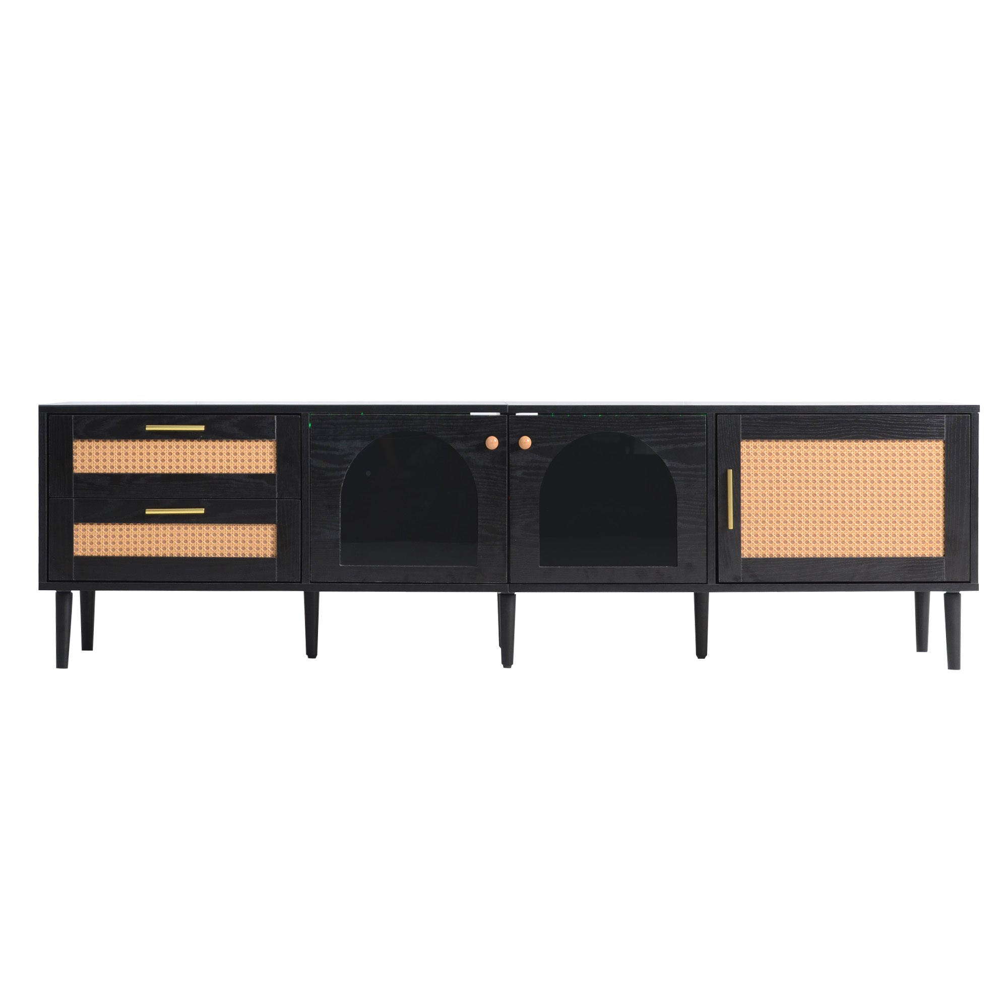 70" Rattan LED Light Entertainment TV Stand