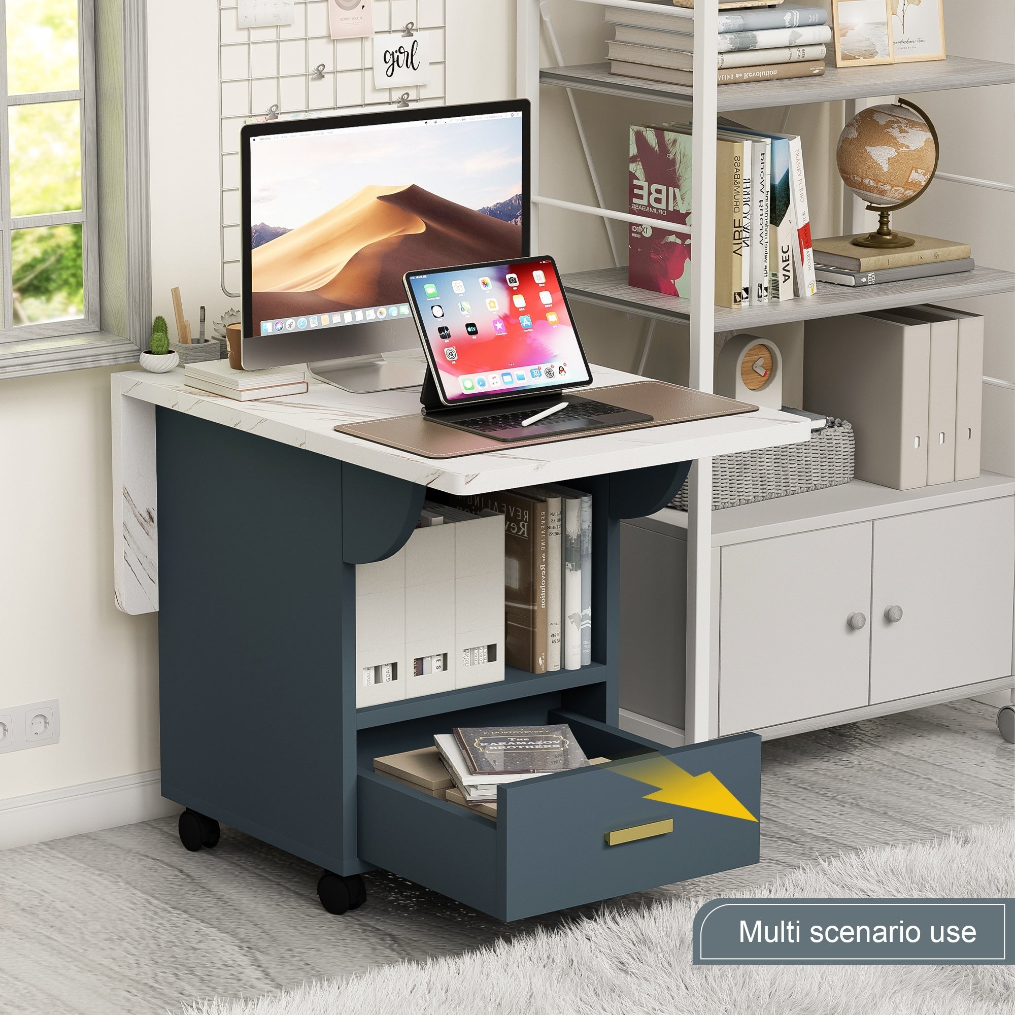 Versatile Wood Folding Dining Table with Wheels