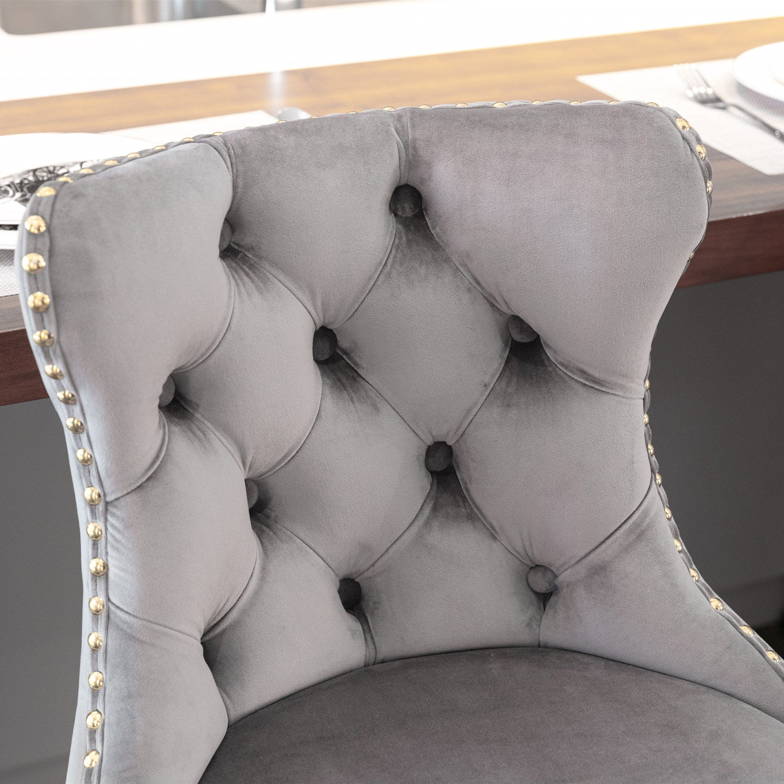 Modern Golden Swivel Velvet Barstools（Set of 2）