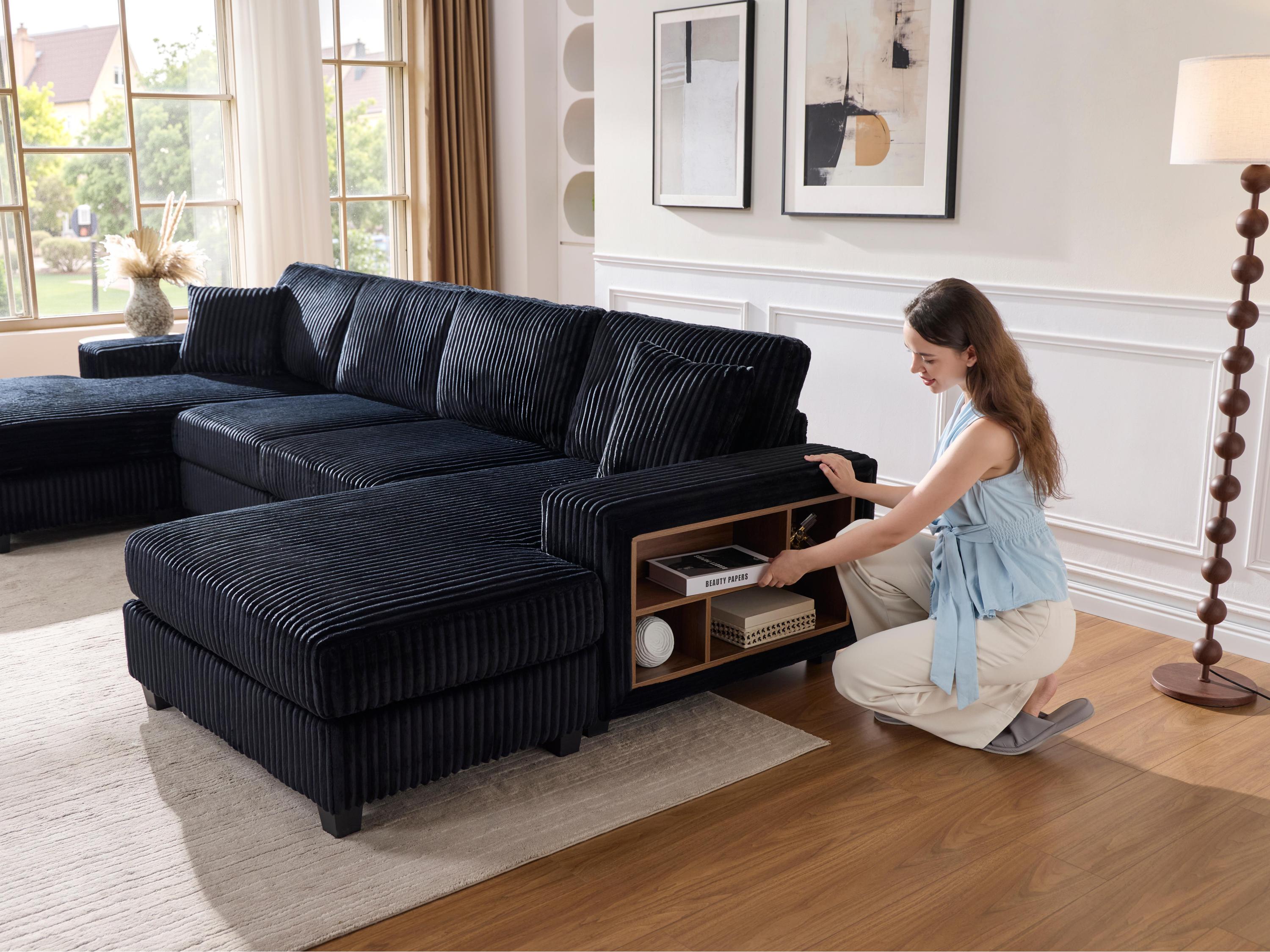 Convertible Sleeper Sectional Sofa with Storage